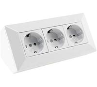 Enchufe blanco 230 V montaje en superficie para encimera de cocina o taller, con ángulo de 45°