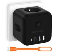 Enchufe con forma de cubo sin cable, enchufe múltiple con USB C, 3680 W, adaptador de enchufe con interruptor, 7 en 1, regleta USB Powercube para oficina, casa, viajes, color negro