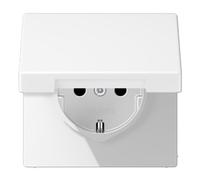 Enchufe con tapa abatible y protección contacto LS, color blanco mate (referencia: JUNG LS1520BFKIKLWWM)