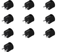 Enchufe con toma de tierra Meister - 10 unidades - plástico - negro - 5 mm² | 250 V 16 A - Máx. Sección transversal del cable de 2,5 mm² - IP20 para interiores - Introducción lateral - Conector Schuko