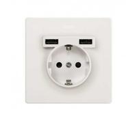 Enchufe con USB Simon 270 para 1 elemento con dos tomas integradas en blanco - 27190610-090