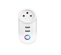 Enchufe de 16 A con 2 puertos de carga USB, adaptador for UE, EE. UU., Reino Unido y Brasil. Control de vida útil mediante Alexa Home.(Israel Socket)