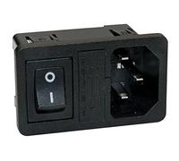 Enchufe de alimentación AC tripolar VDE C14 de panel con portafusibles de 5 x 20 mm e interruptor basculante