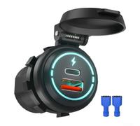 Enchufe de carga USB C para pd QC 3.0 con tapa de resorte, 12 V, 24 V, doble USB, carga rápida, resistente al agua, cargador USB C para coche, moto, RV barco, resistente al polvo, para pd QC 3.0