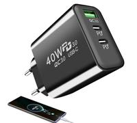 Enchufe De Cargador Rápido USB C De 40 W: Enchufe De Supercargador con 3 Puertos, con Este Cargador Rápido USB C De 40 W | Toma De Carga Multi-USB Ignífuga Tipo C