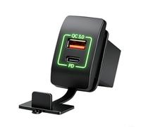 Enchufe de cargador USB de coche de 12/24 V con PD QC30 de carga rápida de doble puerto cubierta impermeable para coches, camiones, barcos, motocicletas, caravanas, negro (verde)