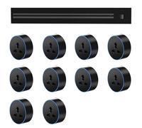 Enchufe De Carril, 8000w De Potencia Montado En La Pared Del Carril De Deslizamiento De La Placa De Cableado,Inicio Cocina Carril Zócalo De La Pista,Para La Oficina De La Cocina,Black-100cm-track