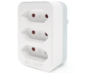 Enchufe de conversión Recto, 1 a 3 Salidas, 10A, Ideal para adaptar Dispositivos eléctricos en Viajes y Uso doméstico.