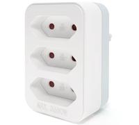 Enchufe de conversión recto, 1 a 3 salidas, 10A, ideal para adaptar dispositivos eléctricos y garantizar conexión segura.