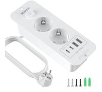 Enchufe de escritorio integrado 6 en 1 con 4 puertos USB incorporados, enchufe de escritorio de 2 ranuras