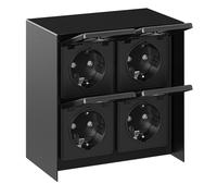 Enchufe de exterior 4 veces STEDDA IP44 acero inoxidable negro cuadrado Enchufes