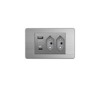 Enchufe de Luz de Interruptor de Pared Estándar Brasileño Doble USB Tipo-C 10A Carga Rápida 20W Encendido/Apagado 2 Enchufes BR