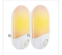 Enchufe de luz nocturna con detector de movimiento y sensor crepuscular, 2 unidades, luz nocturna LED, muy bueno para habitación infantil, escalera, dormitorio, cocina, luz de orientación, blanco cálido 2700 K 2pack