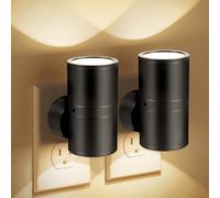 Enchufe de luz nocturna led, Luzes nocturnas modernas enchufadas en la pared, Sensor del atardecer al amanecer, Blanco suave 3000K-4500K, Brillo ajustable de 0-100LM, Luzes nocturnas dimmables para la