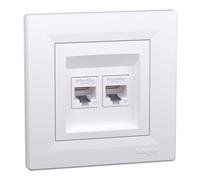 Asfora - Caja isdn cat6 2 x rj45, enchufe, completo, schneider electric, blanco, nuevo