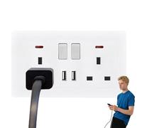 Enchufe de Pared, Alargador de Enchufes, Adaptador Doble de 2 Puertos con Extensión Conversor Extensor y Cargador para Cocina Baño Residencia Exterior Oficina Dormitorio