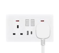 Enchufe de Pared, Alargador de Enchufes, Adaptador Doble de 2 Puertos con Extensión Conversor Extensor y Cargador para Cocina Baño Residencia Exterior Oficina Dormitorio