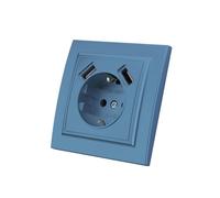 Enchufe de pared con toma empotrable USB,2 tomas USB,Enchufe de pared interior 250V AC 16A,Enchufe de tierra azul,EP-10