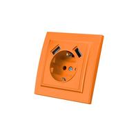 Enchufe de pared con toma empotrable USB,2 tomas USB,Enchufe de pared interior 250V AC 16A,Enchufe de tierra naranja,EP-10