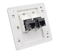 Enchufe de Pared de Red de Doble Paso Gigabit CAT6 Hembra A Hembra de 86x86 mm para Placa Frontal LAN RJ45 Salida de Enchufe Recto de Internet(LAN x 2)