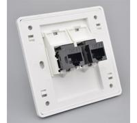 Enchufe De Pared de Red de Doble Paso Gigabit CAT6 Hembra A Hembra RJ45 Placa Frontal LAN Enchufe Recto de Internet Enchufe de Salida (LAN x 2)