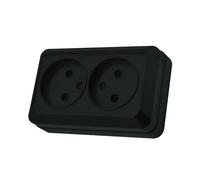 Enchufe de pared empotrado,Juego de enchufes eléctricos de pared,Enchufe de pared interior 250V AC 16A,negro Enchufe doble sin conexión a tierra