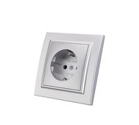 Enchufe de pared empotrado,Juego de enchufes eléctricos de pared,Enchufe de pared interior 250V AC 16A,Enchufe de tierra plata EP-04