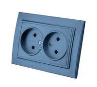 Enchufe de pared empotrado,Juego de enchufes eléctricos de pared,Enchufe de pared interior 250V AC 16A,azul Color Enchufe doble sin conexión a tierra