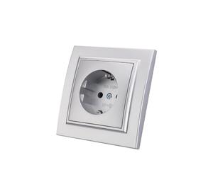Enchufe de pared empotrado,Juego de enchufes eléctricos de pared,Enchufe de pared interior 250V AC 16A,Enchufe de tierra plata EP-04