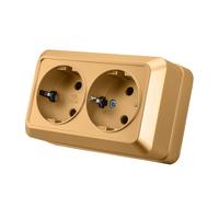 Enchufe de pared empotrado,Juego de enchufes eléctricos de pared,Enchufe eléctrico de pared interior 250V AC 16A,Enchufe de tierra doble oro color (Color de Oro, Double grounded socket)