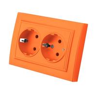 Enchufe de pared empotrado,Juego de enchufes eléctricos de pared,Enchufe eléctrico de pared interior 250V AC 16A,Enchufe de tierra doble color naranja