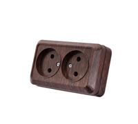 Enchufe de pared empotrado, juego de enchufes eléctricos de pared, para interior, 250 V CA, 16 A, madera veteada oscura, toma doble sin conexión a tierra, MZ-05