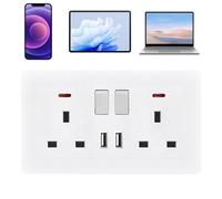Enchufe de Pared - Enchufe Eléctrico de Pared,Adaptador de Enchufe Extensor Doble con 2 Puertos para Dormitorio Oficina Hogar Baño Interior y Exterior