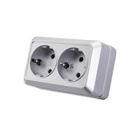 Enchufe de pared,Juego de enchufes de pared,Enchufe de pared de interior 250V AC 16A,Enchufe de doble toma de tierra plata MZ-06