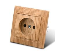 Enchufe de pared para montaje empotrado, enchufes eléctricos para pared interior, 250 V CA, 16 A, enchufe de madera de grano de madera, enchufe sin toma de tierra