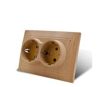 Enchufe de pared para montaje empotrado, juego de tomas eléctricas de pared, enchufes eléctricos de pared interior 250 V CA 16 A, doble inserción empotrada y tapa, enchufe empotrado vetas de madera