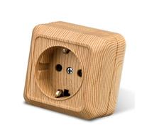 Enchufe de Pared para Montaje en Superficie, Juego de Enchufes Eléctricos Interiores 250 V AC 16 A, Grano de Madera Con Toma de Tierra