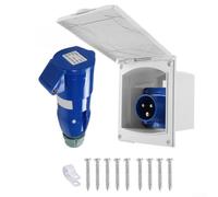 Enchufe de red externa de 16 A para caravanas, caravanas y remolques, interfaz de entrada de alimentación impermeable IP44 con cubierta, puerto de carga de plástico resistente de 220 V-250 V para