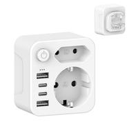 Enchufe de Reino Unido con 2 USB y 2 USB C (3,4 A, 17 W) Tipo G para Reino Unido, Irlanda, Reino Unido