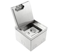 Enchufe de suelo de acero inoxidable, 110 mm, enchufe empotrable en el suelo con enchufe AC 250 V 16 A, enchufe oculto retráctil con conector de cable de red y enchufe europeo para hogar, oficina