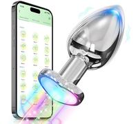 Enchufe del culo del vibrador, Enchufe anal con base de luz parpadeante, juguetes sexuales anales para hombres Vibrador (8.4cm Heart)