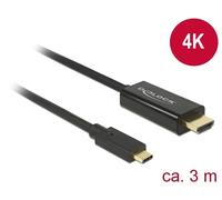 Enchufe Delock USB Tipo-C < Enchufe HDMI (Modo DP Alt) 4K 30Hz, 3 m, negro