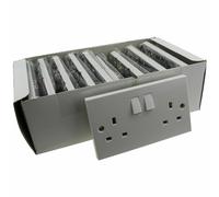 Enchufe Doble 2 Gang Mains Del Reino Unido Monopole 13A Blanco [10 Paquete]