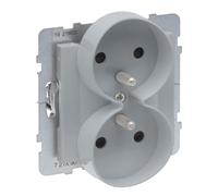 Enchufe doble 2x2P+Z aluminio 16A 250V abrazaderas SUNO 721390