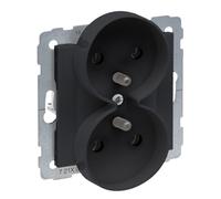 Enchufe doble 2x2P+Z negro 16A 250V abrazaderas SUNO 721491