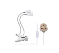 (Enchufe doble británico blanco) Portalámparas de escritorio flexible de 360 grados con enchufe UE-EE.
