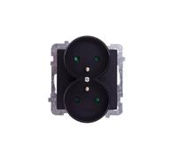 Enchufe doble con/u con biseles negro SONATA GP-2RRZP/m/33