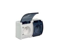 Enchufe doble con/u hermético n/t IP44 blanco con solapa 162-51
