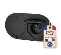 Enchufe doble de acero inoxidable, enchufe de piso IP55, tapa abatible, abrazadera de inserción, tipo E francés