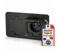 Enchufe doble empotrable de acero inoxidable, enchufe de suelo IP55, tapa abatible, borne de conexión, tipo E francés